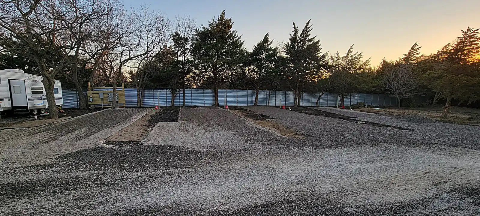 Extended section of finished crushed stone pads