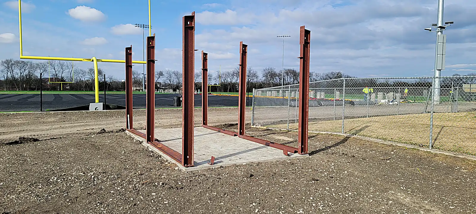 Steel frame erection beginning