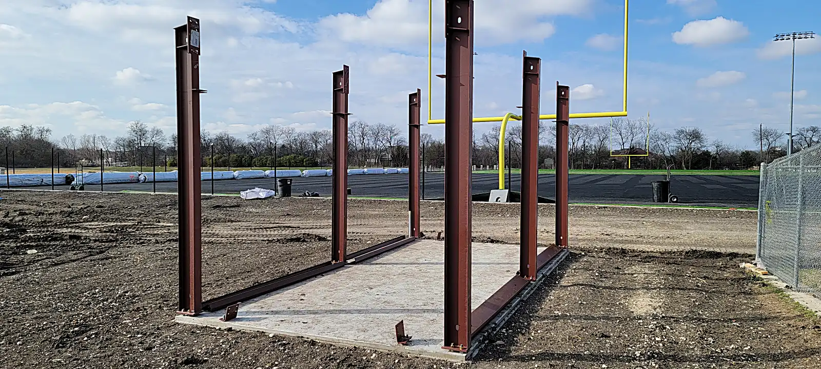 Main structural beams and supports installed