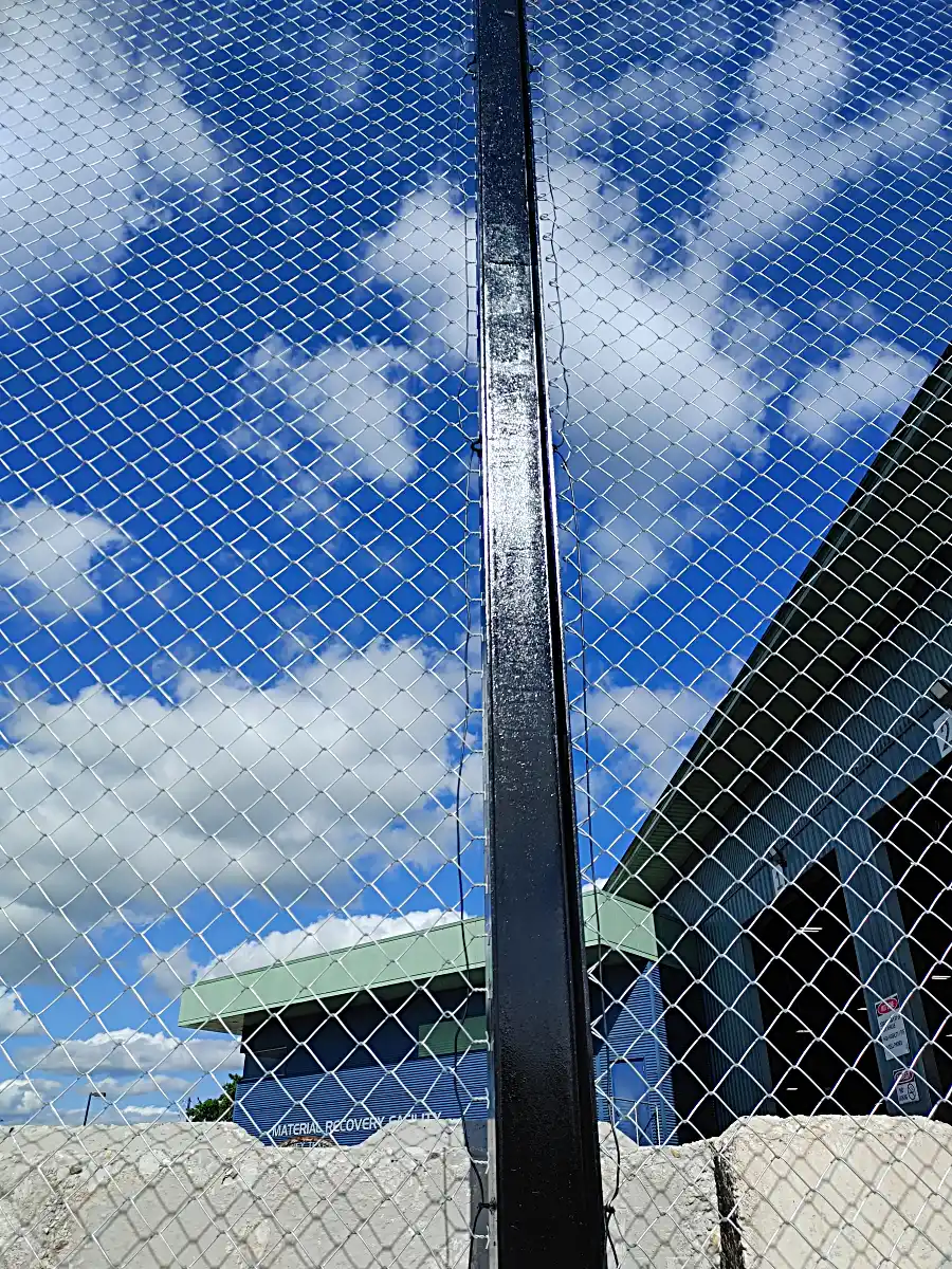 Framed metal fencing structure before adding panels