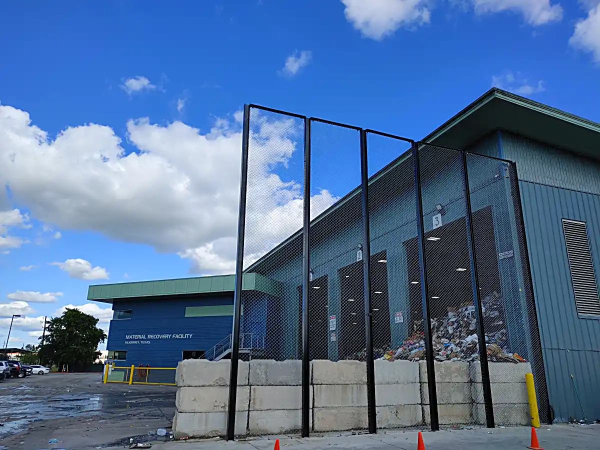 Close up view of the finished metal boundary fence