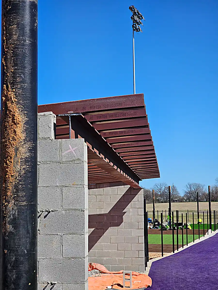 Steel dugout framing vertical view