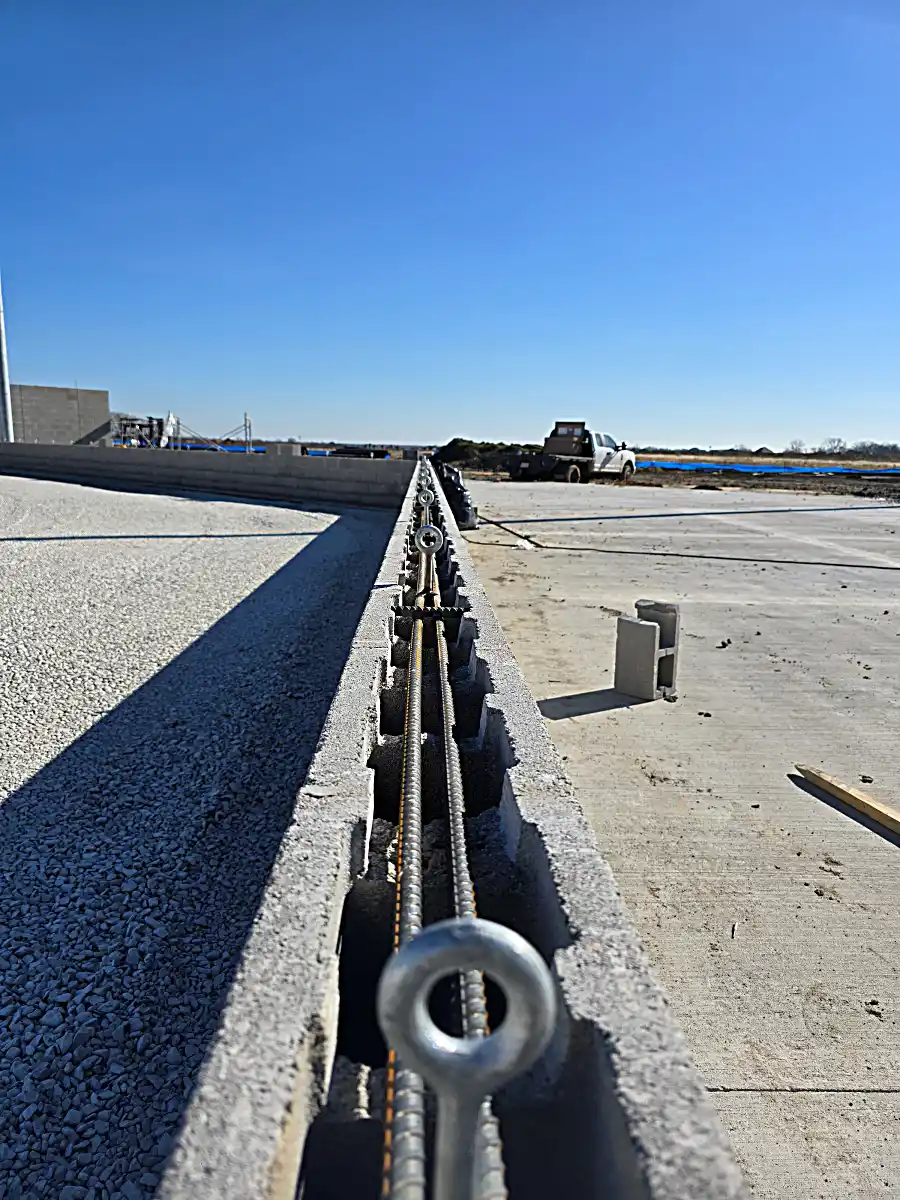 Vertical perspective of dugout masonry wall