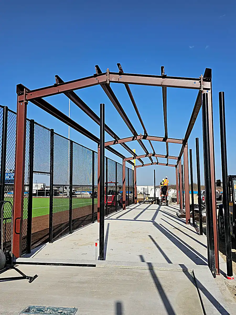 Practice area hitting cage framework vertical