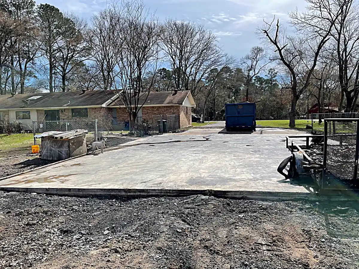 Final leveled and cleaned lot after structure demolition