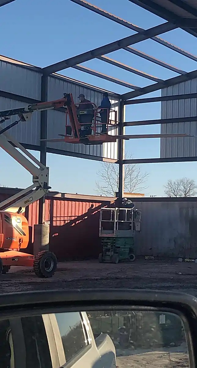 Interior view of metal building steel framing