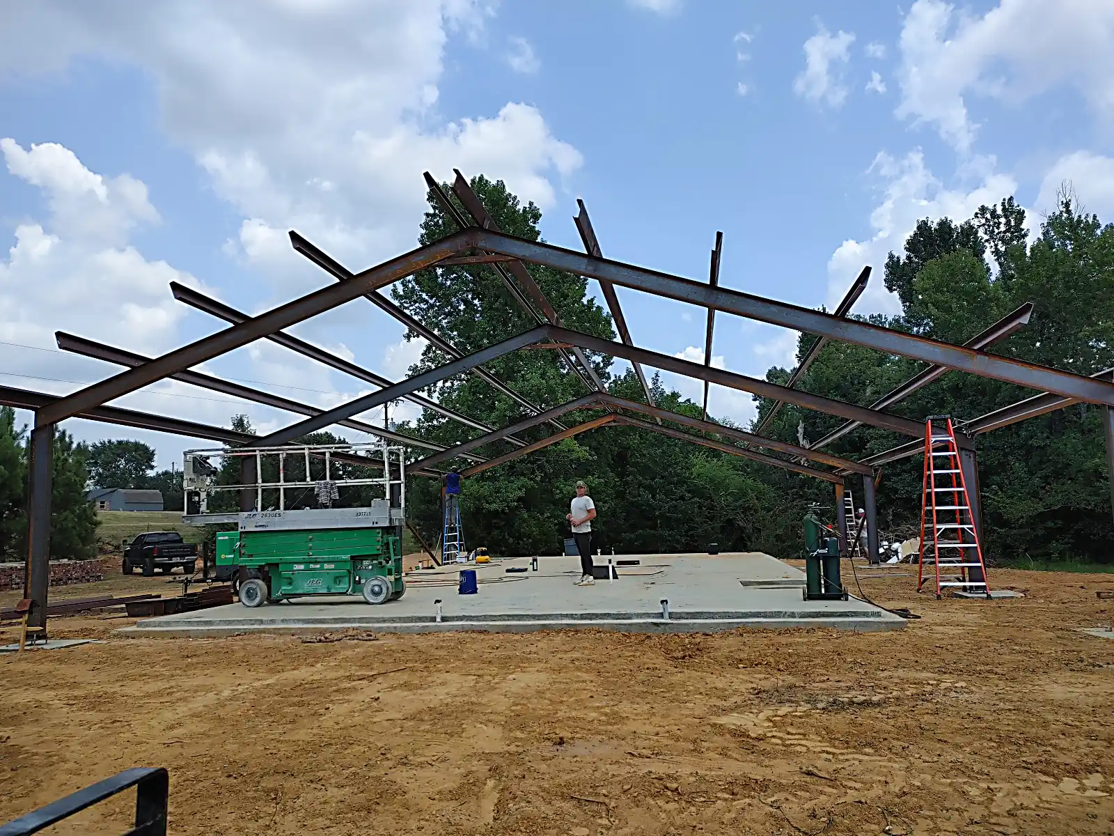 Completed standard scale metal building and pad