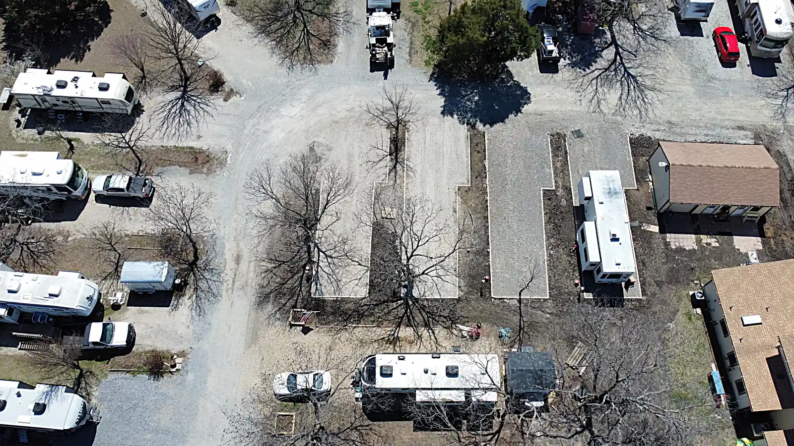 Complete aerial perspective of the finished commercial site work expansion