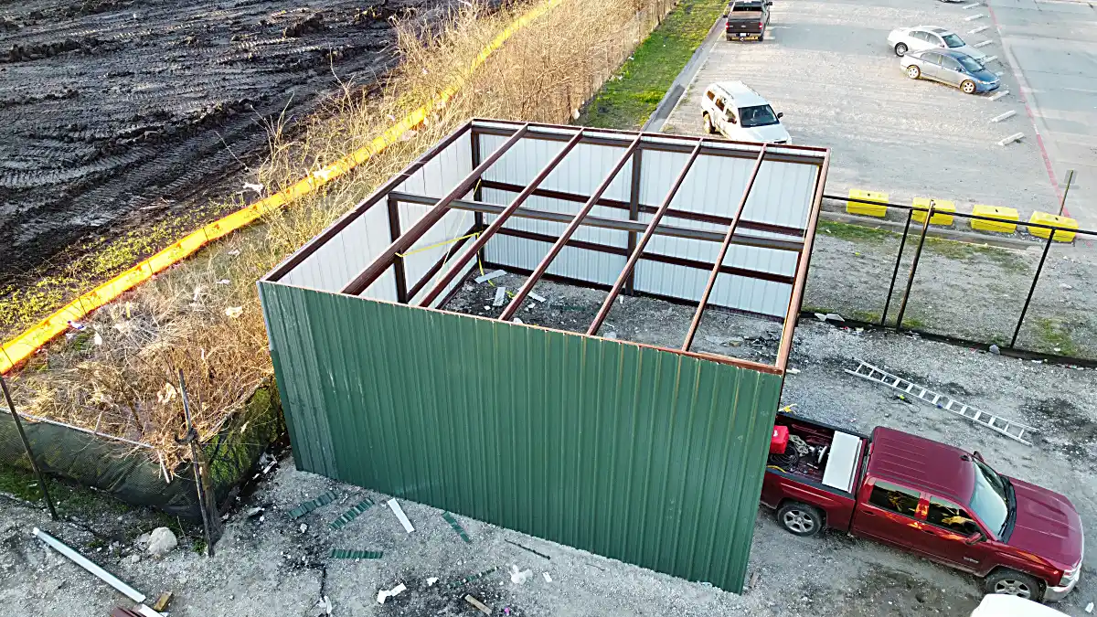 Initial framework erection for McKinney metal building