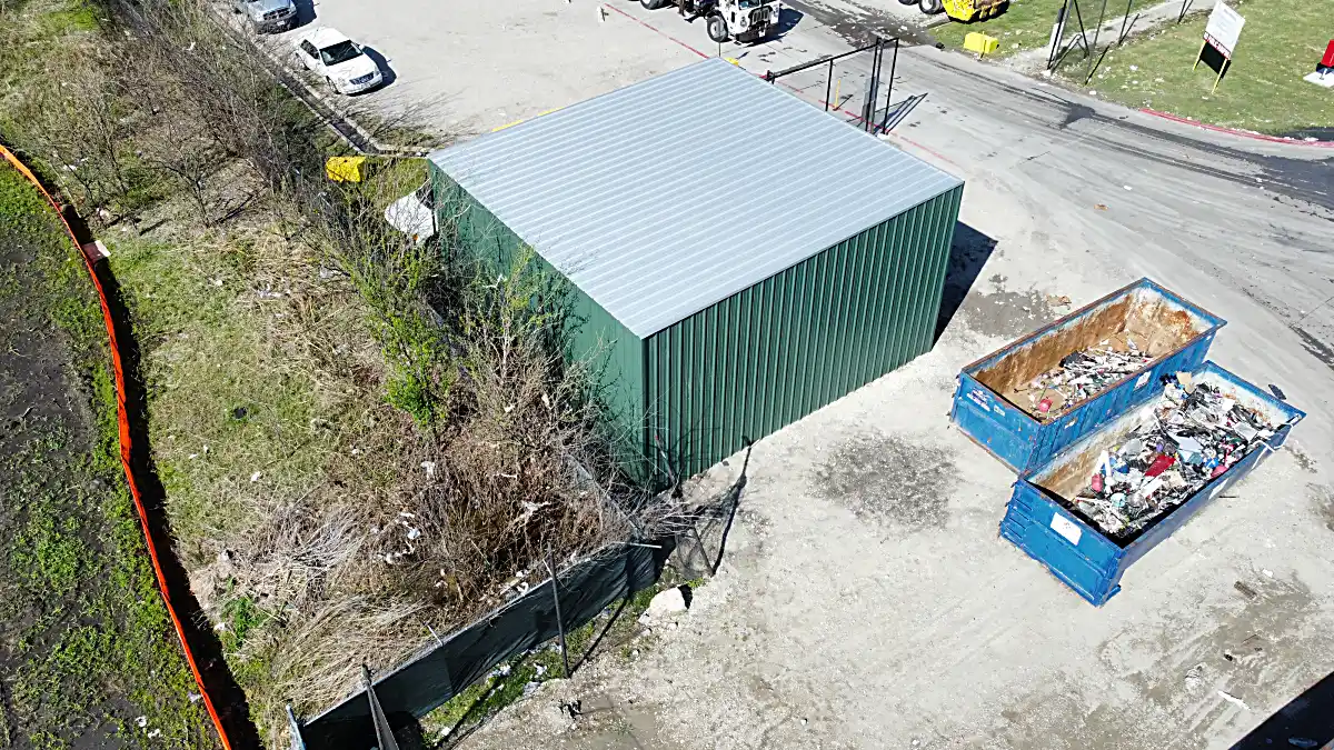 Turnkey metal building positioned on site