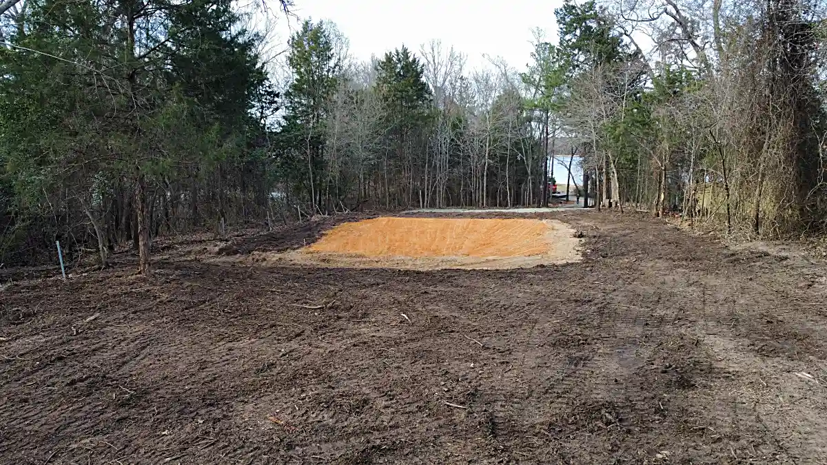 Earthwork pad site preparation aerial view