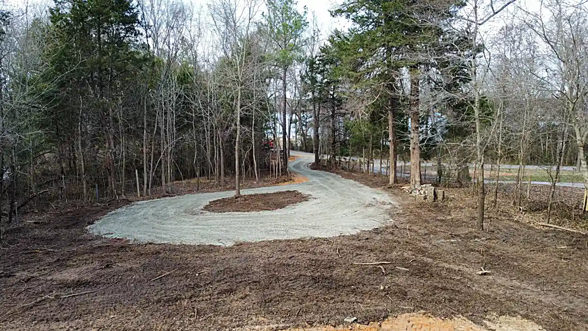 Driveway approach construction aerial view