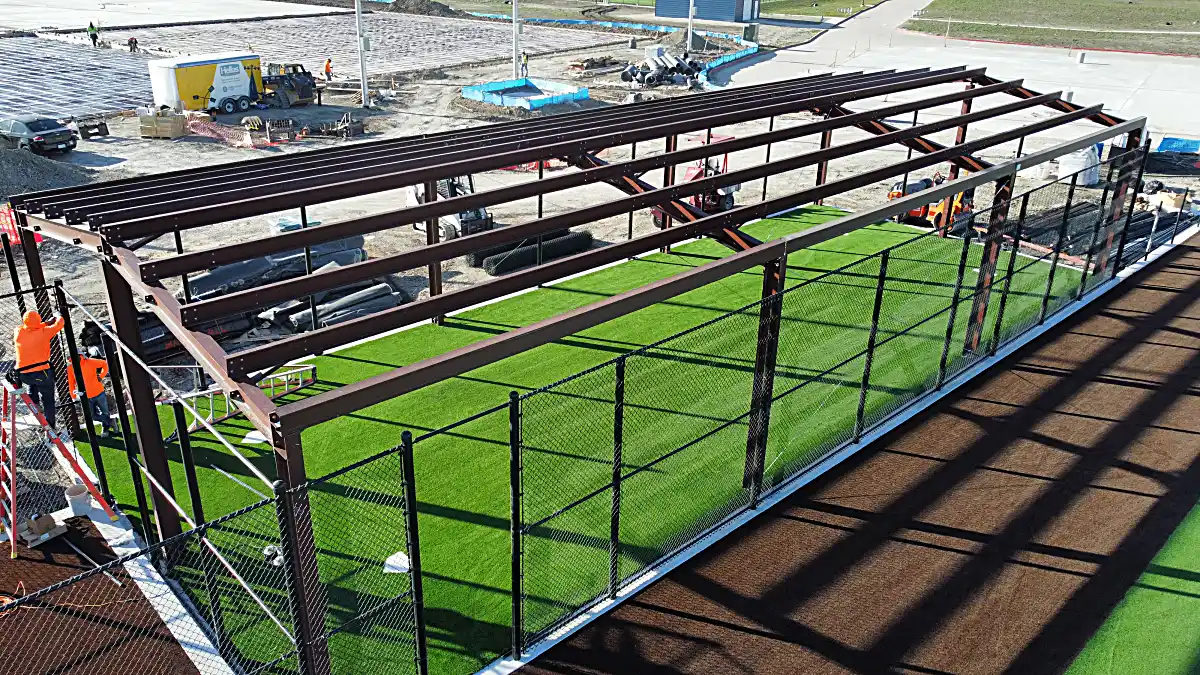 Batting cages and athletic facilities overhead